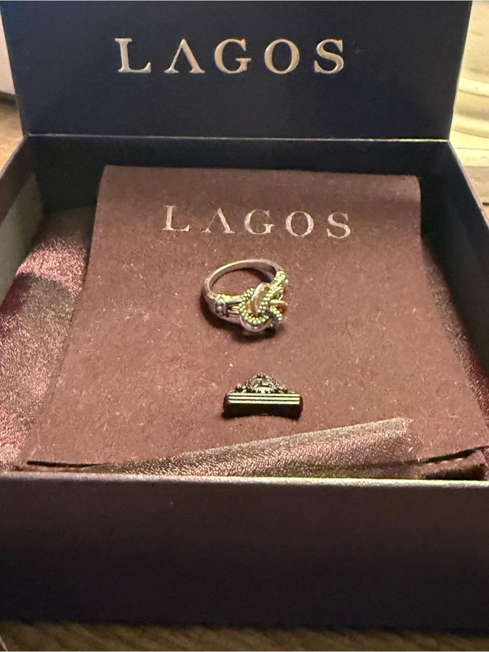 LAGOS Beaded Love Knot Ring - Silver size 8